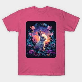 Bunny Magical Nature Purple Rabbit Breeds Lovers Spring Flowers Fairytale Rabbit T-Shirt